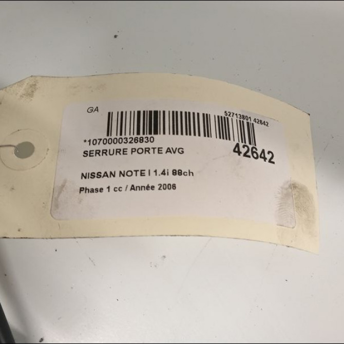 Serrure porte avg occasion NISSAN NOTE I Phase 1 03-2006->03-2009 1.4i 88ch 805019U10C 4