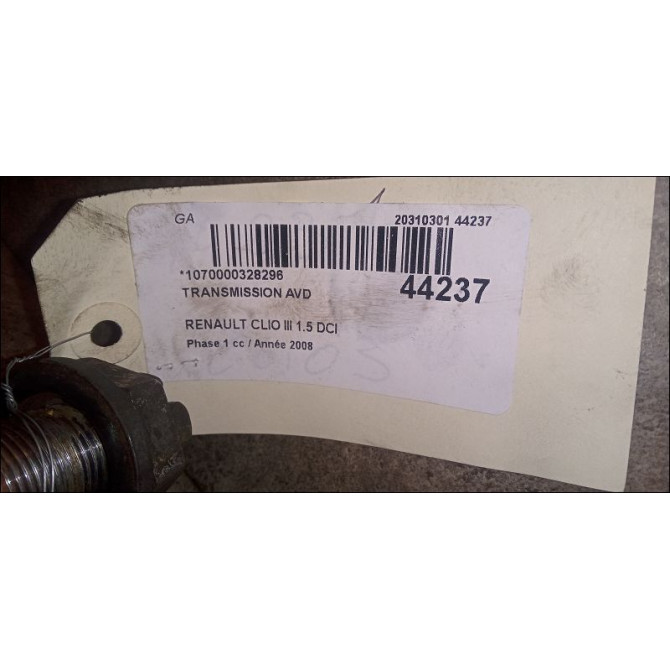 Transmission avant droite occasion RENAULT CLIO III Phase 1 09-2005->03-2009 1.5 DCI 70ch 7711497417 2