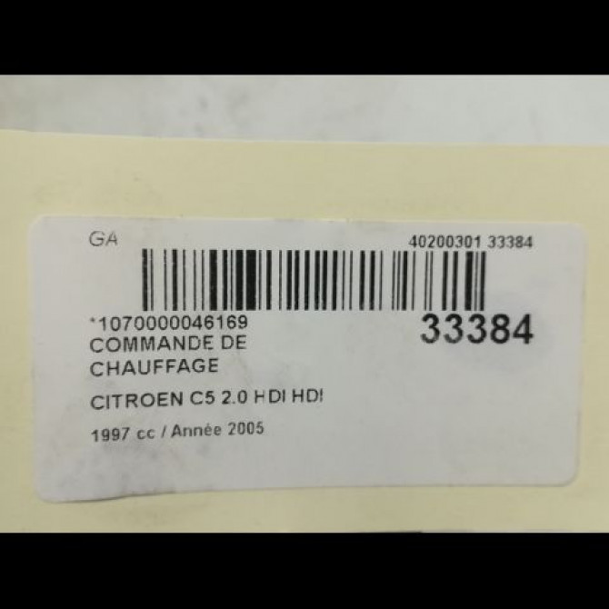 Commande de chauffage occasion CITROEN C5 I Phase 2 09-2004->06-2008 2.0 HDI 16v 138ch 5