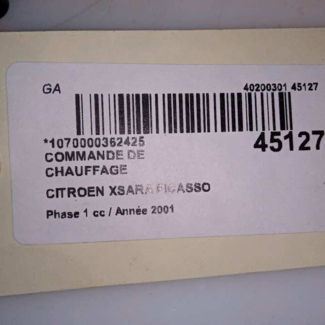 Commande de chauffage occasion CITROEN XSARA PICASSO Phase 1 12-1999->02-2004 2.0 HDi 90ch 6451LV 4
