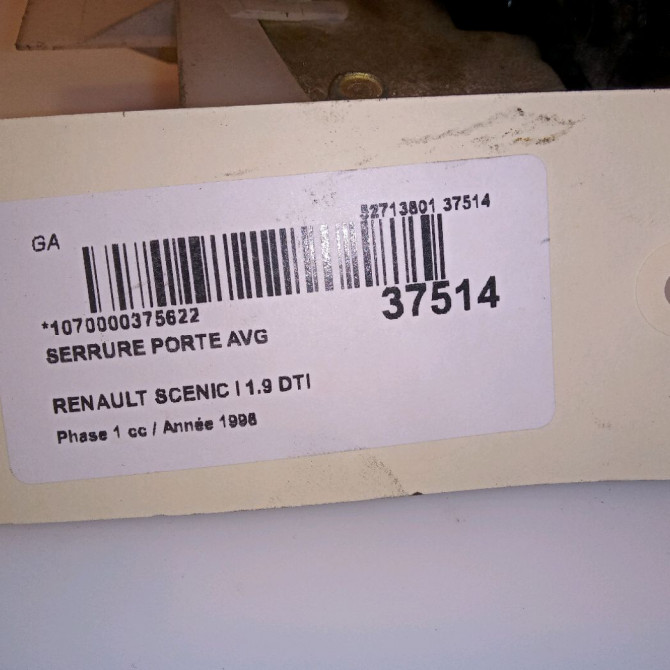 Serrure porte avg occasion RENAULT SCENIC I Phase 1 09-1996->08-1999 1.9 DTI 100ch 7701469180 4