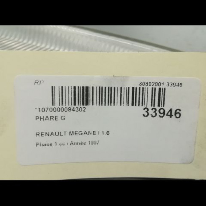 Phare gauche occasion RENAULT MEGANE I Phase 1 11-1995->03-1999 1.6 260605784R 3