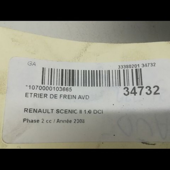Etrier de frein avant droit occasion RENAULT SCENIC II Phase 2 09-2006->04-2009 1.9 DCI 130ch 7701065279 3
