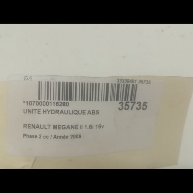 Unité hydraulique ABS occasion RENAULT MEGANE II Phase 2 01-2006->06-2009 1.6i 16v 110ch 7701067590 3