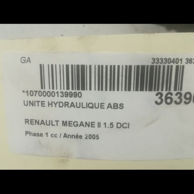 Unité hydraulique ABS occasion RENAULT MEGANE II Phase 1 09-2003->12-2005 1.5 DCI 80ch 7701067590 3