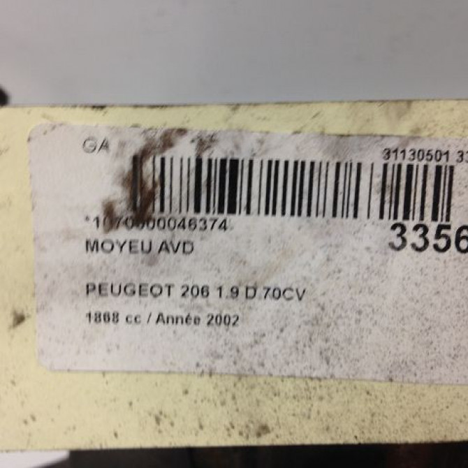 Moyeu avd occasion PEUGEOT 206 Phase 1 09-1998->03-2009 1.1i 335032 5