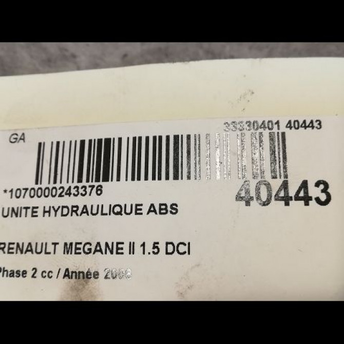Unité hydraulique ABS occasion RENAULT MEGANE II Phase 2 01-2006->06-2009 1.5 DCI 85ch 7701067590 3