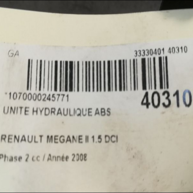 Unité hydraulique ABS occasion RENAULT MEGANE II Phase 2 01-2006->06-2009 1.5 DCI 105ch 7701067590 3