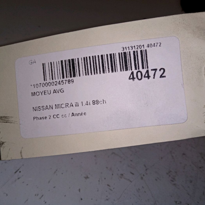 Moyeu avg occasion NISSAN MICRA III Phase 1 04-1995->04-1999 1.4i 88ch 40210AX000 4