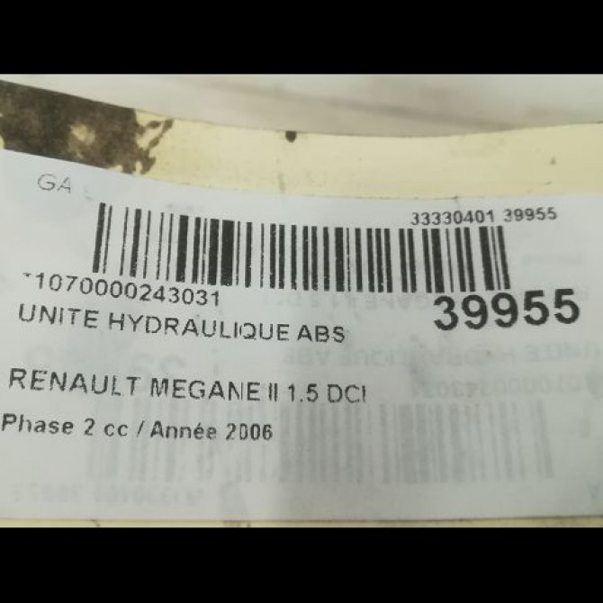 Unité hydraulique ABS occasion RENAULT MEGANE II Phase 2 01-2006->06-2009 1.5 DCI 85ch 7701067590 3