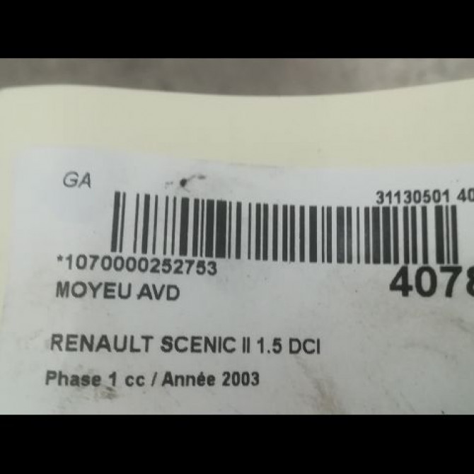Moyeu avd occasion RENAULT SCENIC II Phase 1 03-2004->09-2006 1.5 DCI 80ch 7701210111 3