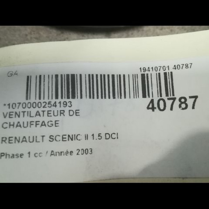 Ventilateur de chauffage occasion RENAULT SCENIC II Phase 1 03-2004->09-2006 1.5 DCI 80ch 7701056598 3