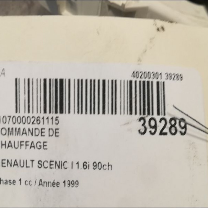 Commande de chauffage occasion RENAULT SCENIC I Phase 1 09-1996->08-1999 1.6i 90ch 3