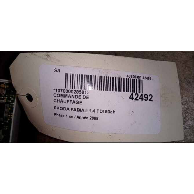 Commande de chauffage occasion SKODA FABIA II Phase 1 05-2007->03-2010 1.4 TDI 80ch 5J08200459B9 3
