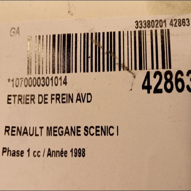 Etrier de frein avant droit occasion RENAULT MEGANE SCENIC I Phase 1 09-1996->08-1999 1.9 D 7701203660 3