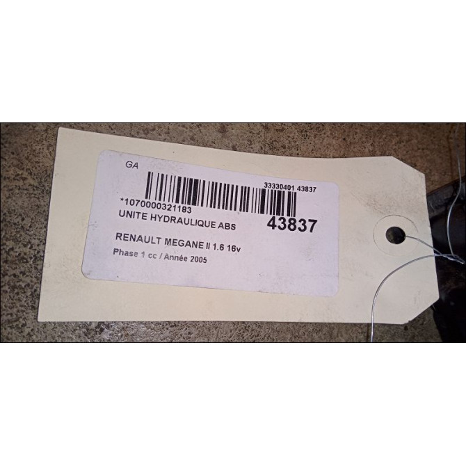 Unité hydraulique ABS occasion RENAULT MEGANE II Phase 1 09-2003->12-2005 1.6 16v 7701067590 2