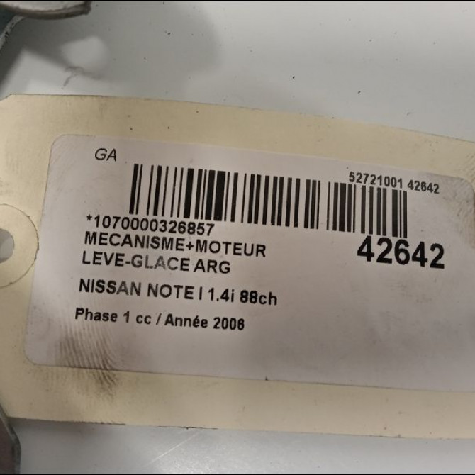 Mecanisme+moteur leve-glace arg occasion NISSAN NOTE I Phase 1 03-2006->03-2009 1.4i 88ch 827019U00B 3