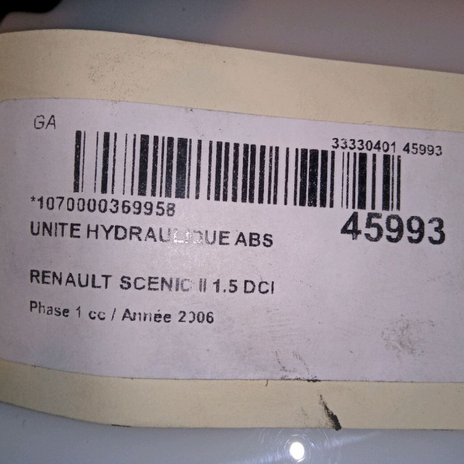 Unité hydraulique ABS occasion RENAULT SCENIC II Phase 1 03-2004->09-2006 1.5 DCI 105ch 7701067590 4