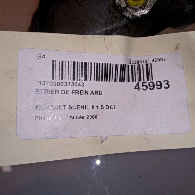 Etrier de frein arrière droit occasion RENAULT SCENIC II Phase 1 03-2004->09-2006 1.5 DCI 105ch 7701208257 4
