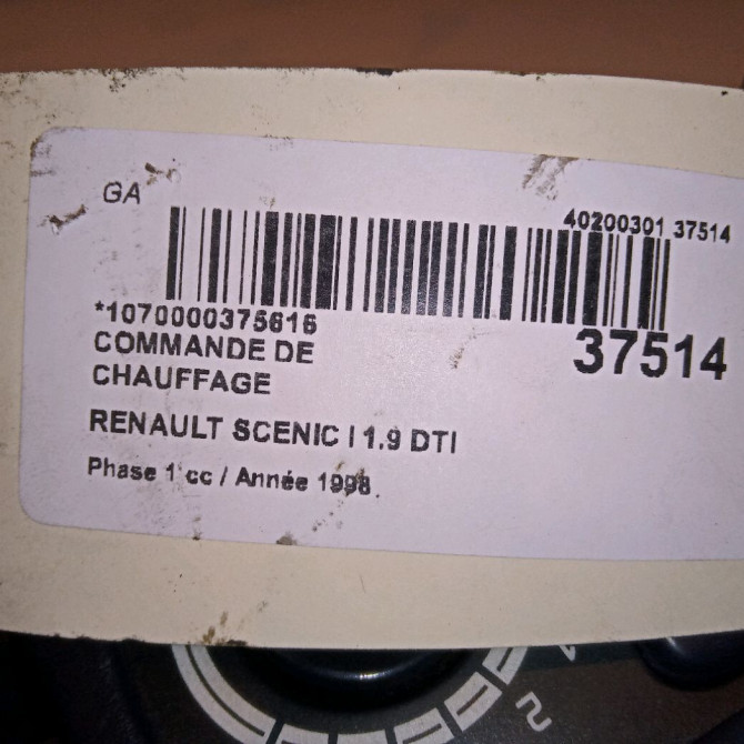 Commande de chauffage occasion RENAULT SCENIC I Phase 1 09-1996->08-1999 1.9 DTI 100ch 4