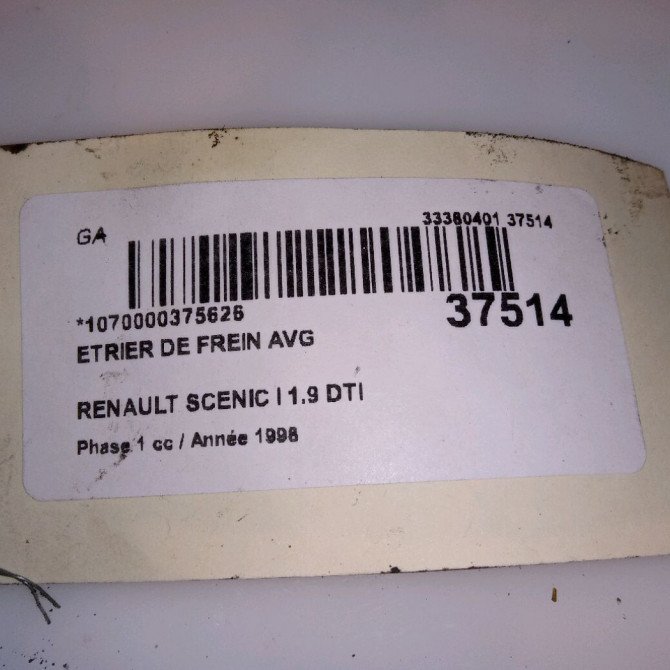 Etrier de frein avant gauche occasion RENAULT SCENIC I Phase 1 09-1996->08-1999 1.9 DTI 100ch 7701203659 4