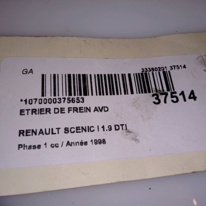Etrier de frein avant droit occasion RENAULT SCENIC I Phase 1 09-1996->08-1999 1.9 DTI 100ch 7701203660 4
