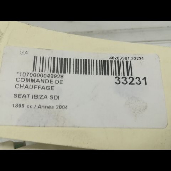 Commande de chauffage occasion SEAT IBIZA III Phase 1 03-2002->03-2006 1.9 SDI 5