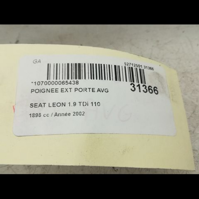 Poignee ext porte avg occasion SEAT LEON I Phase 1 04-2000->10-2006 3B0837207GGRU 3