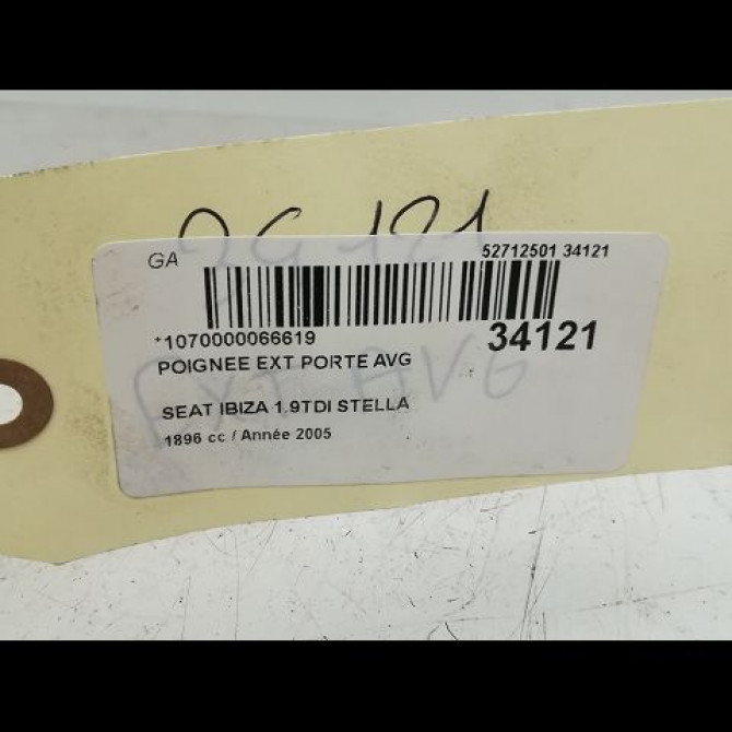 Poignee ext porte avg occasion SEAT IBIZA III Phase 1 03-2002->03-2006 1.9 TDI 100ch 3B0837207GGRU 3