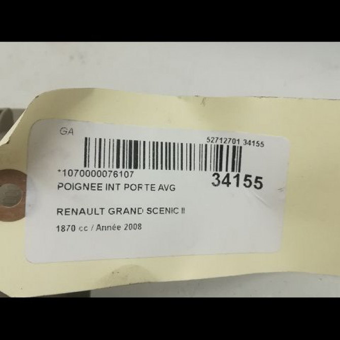 Poignee int porte avg occasion RENAULT SCENIC II Phase 2 09-2006->04-2009 1.5 DCI 105ch 8200843632 3