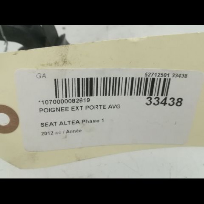 Poignee ext porte avg occasion SEAT ALTEA Phase 2 XL 08-2010->11-2012 2.0 TDI 140ch 3B0837207GGRU 3