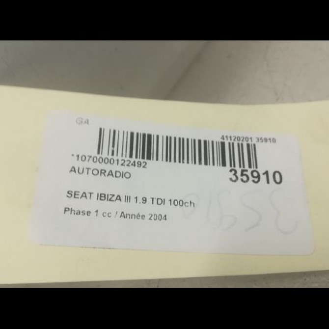 Autoradio occasion SEAT IBIZA III Phase 1 03-2002->03-2006 1.9 TDI 100ch 6L0035152C4W4 3