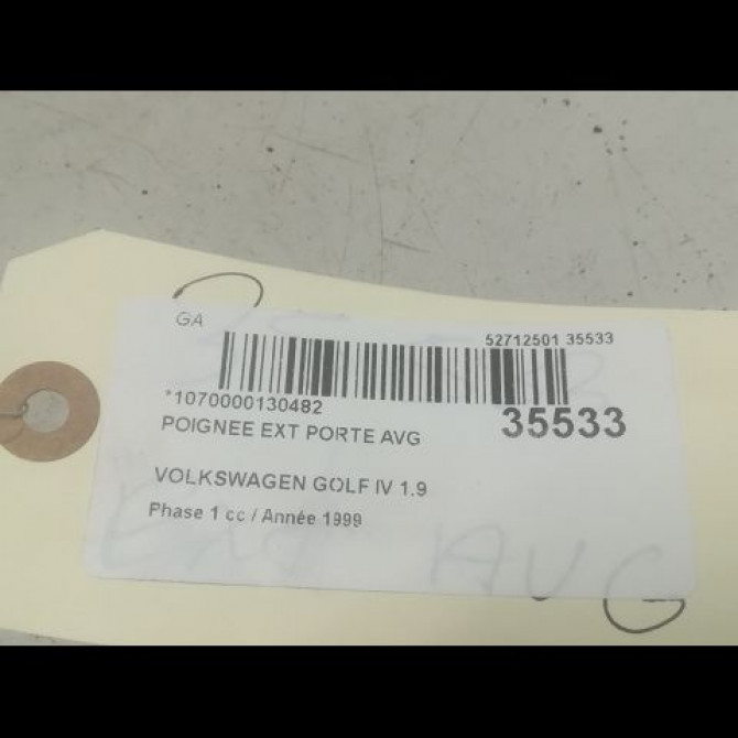 Poignee ext porte avg occasion VOLKSWAGEN GOLF IV GOLF IV Phase 1 1998-01-01->2005-06-30 1.9 TDI 110ch 3B0837207GGRU 3
