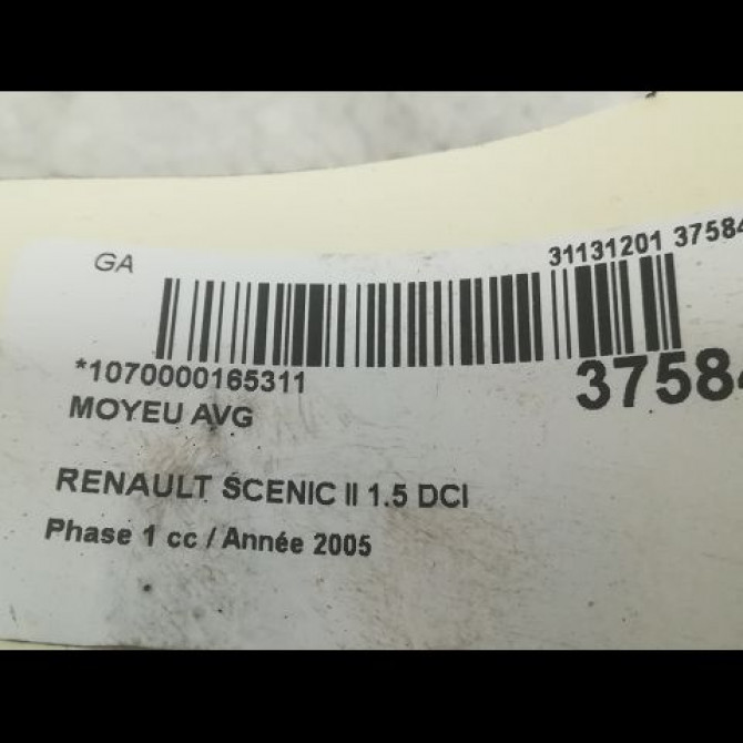 Moyeu avg occasion RENAULT SCENIC II Phase 1 03-2004->09-2006 1.5 DCI 80ch 7701210111 3