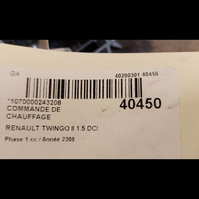 Commande de chauffage occasion RENAULT TWINGO II Phase 1 06-2007->11-2011 1.5 DCI 65ch 3
