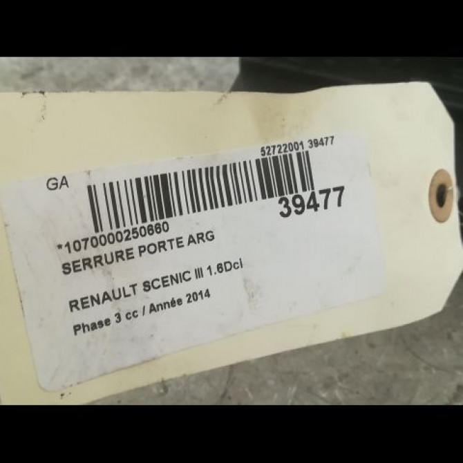Serrure porte arg occasion RENAULT SCENIC III Phase 3 04-2013->... 1.6Dci 130ch 825030032R 4