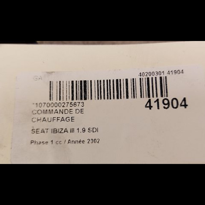 Commande de chauffage occasion SEAT IBIZA III Phase 1 03-2002->03-2006 1.9 SDI 3