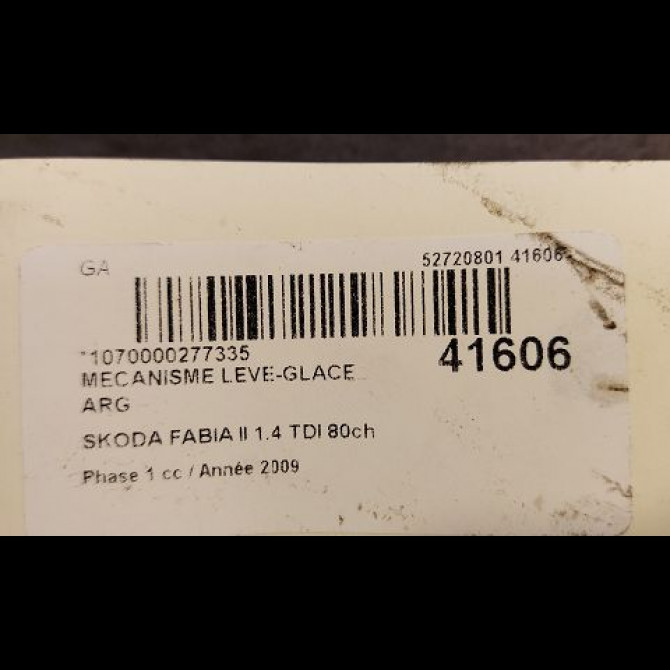 Mecanisme leve-glace arrière gauche occasion SKODA FABIA II Phase 1 05-2007->03-2010 1.4 TDI 80ch 5J4839401B 3
