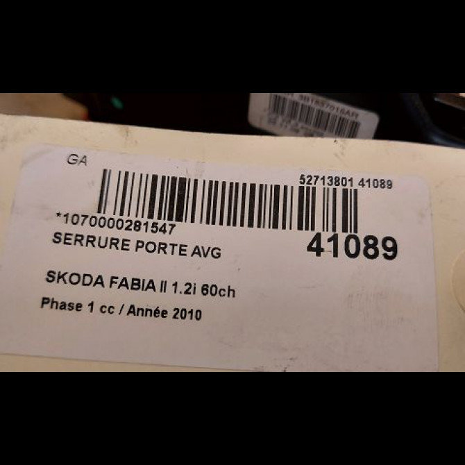 Serrure porte avg occasion SKODA FABIA II Phase 1 05-2007->03-2010 1.2i 60ch 5J1837015 3
