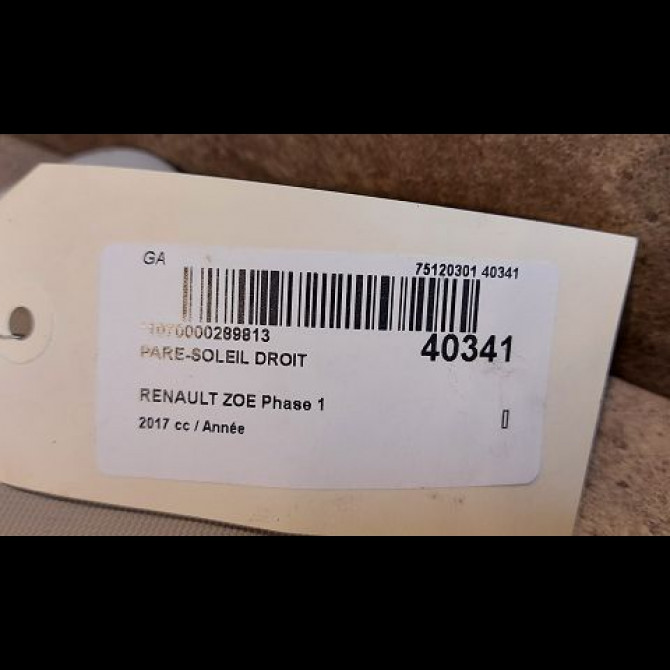 Pare-soleil droit occasion RENAULT ZOE Phase 1 10-2012->... 3