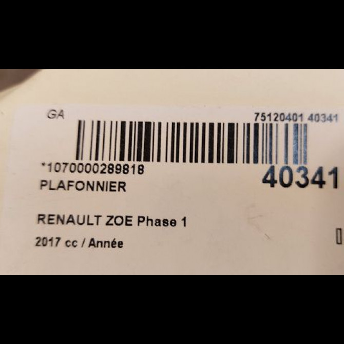 Plafonnier occasion RENAULT ZOE Phase 1 10-2012->... 3