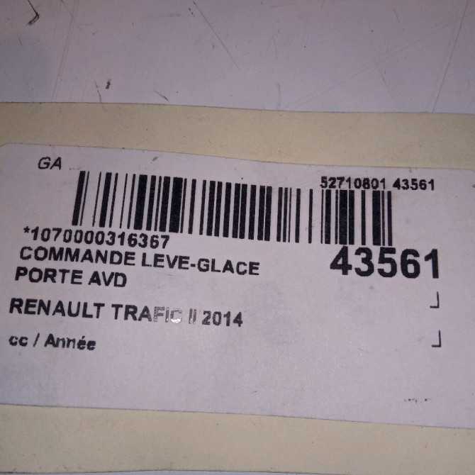 Commande lève-glace porte avant droite occasion RENAULT TRAFIC II 4