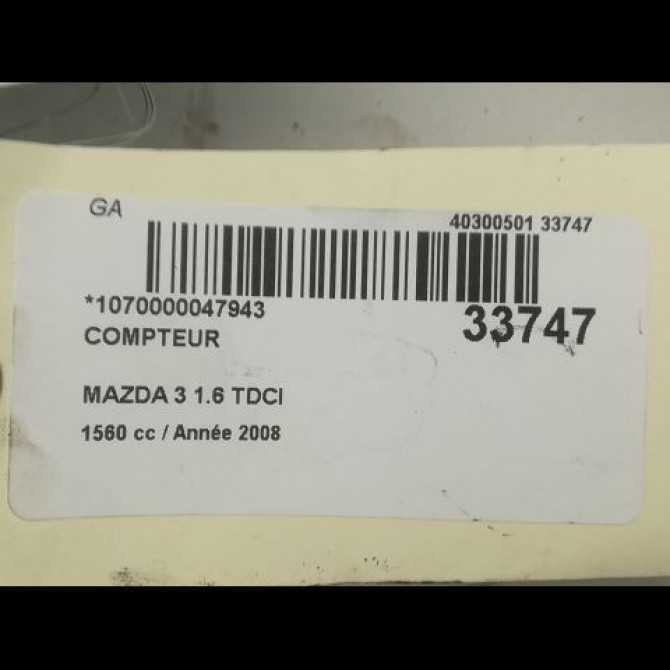 Compteur occasion MAZDA 3 I phase 2 07-2006->06-2009 1.6 D 110ch BS3T55471A 4