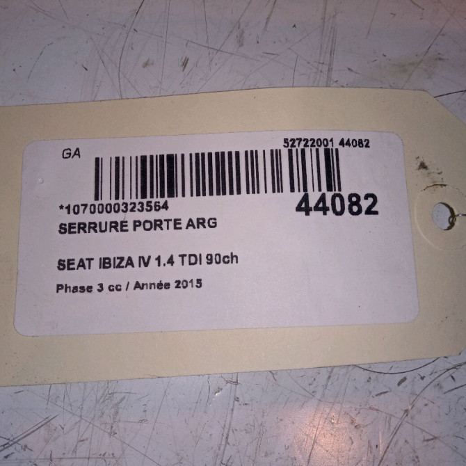 Serrure porte arg occasion SEAT IBIZA IV Phase 3 09-2015->... 1.4 TDI 90ch 6J0839015K 5