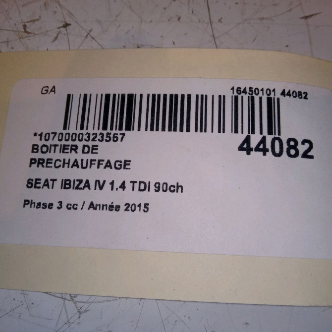 Boitier de préchauffage occasion SEAT IBIZA IV Phase 3 09-2015->... 1.4 TDI 90ch 5