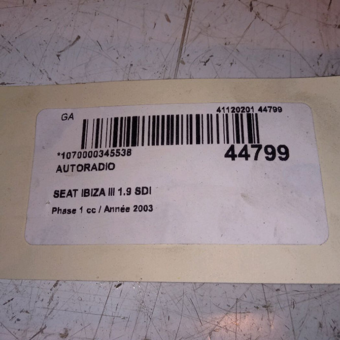Autoradio occasion SEAT IBIZA III Phase 1 03-2002->03-2006 1.9 SDI 5