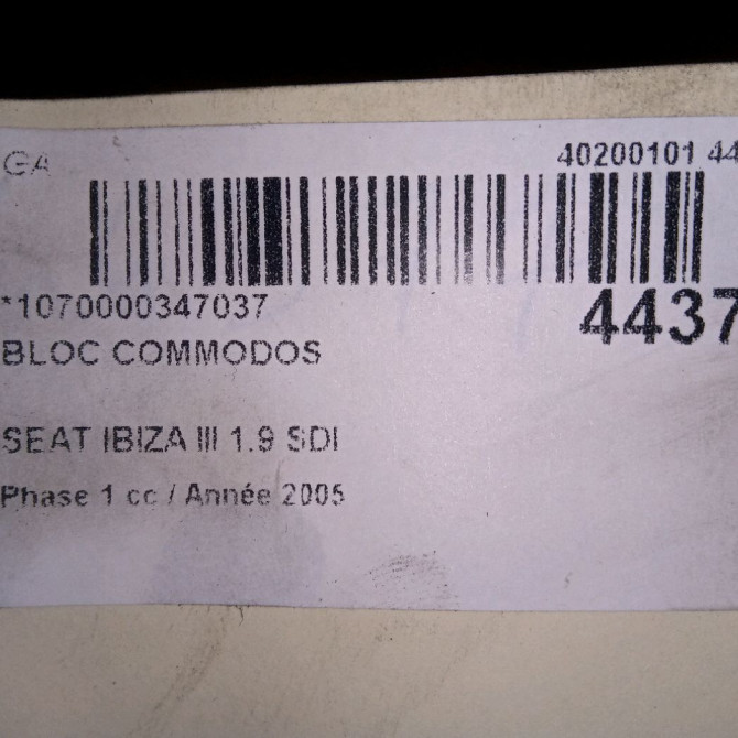 Bloc commodos occasion SEAT IBIZA III Phase 1 03-2002->03-2006 1.9 SDI 3