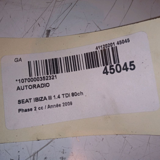 Autoradio occasion SEAT IBIZA III Phase 2 03-2006->06-2009 1.4 TDI 80ch 6L0035186C 5