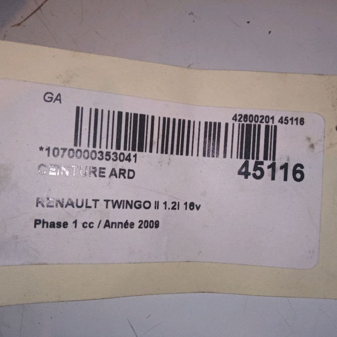 Ceinture arrière droite occasion RENAULT TWINGO II Phase 1 06-2007->11-2011 1.2i 16v 75ch 8200813029 4