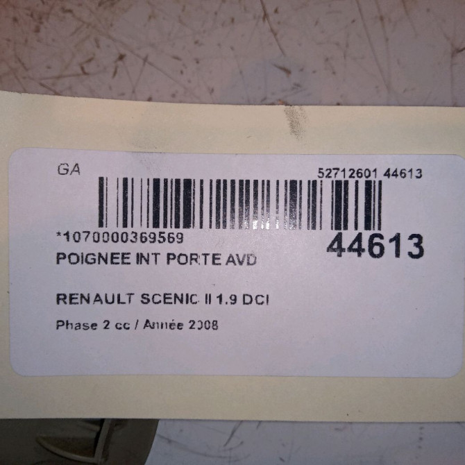Poignee int porte avd occasion RENAULT SCENIC II Phase 2 09-2006->04-2009 1.9 DCI 130ch 8200843630 4